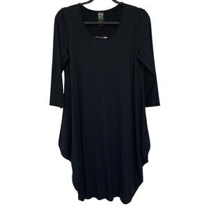 Pure Essence Dress Womens Small Black Asymmetrical Hem Lagenlook Bamboo Stretch